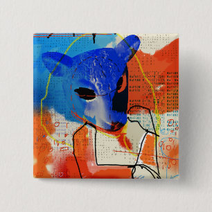 Orphan Black   MK - Sheep Mask Silhouette 2 Inch Square Button