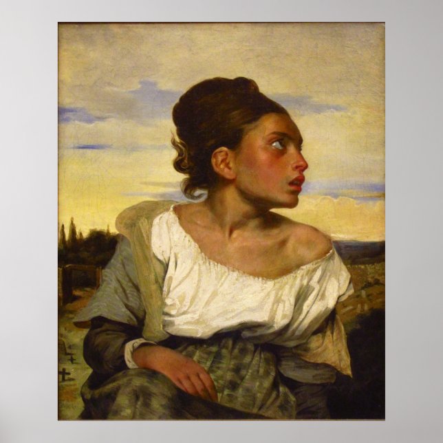 Orphan Girl at the Cemetery by Eugene Delacroix Poster (Front)