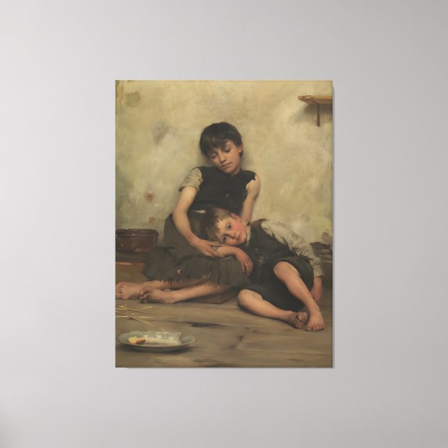"Orphans" by Thomas Kennington (1885) - London, UK Canvas Print (Front)