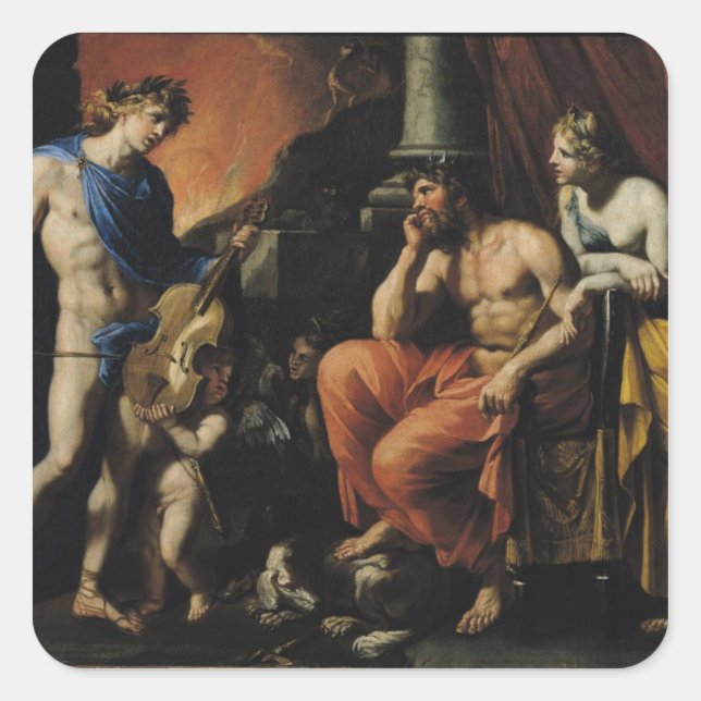 Orpheus before Pluto and Persephone Square Sticker (Front)
