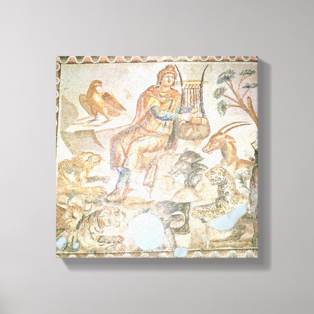 Orpheus playing to the animals, Roman mosaic Canvas Print (Front)