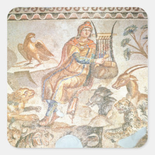 Orpheus playing to the animals, Roman mosaic Square Sticker