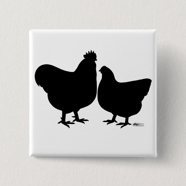 Orpington Silhouette 2 Inch Square Button (Front)