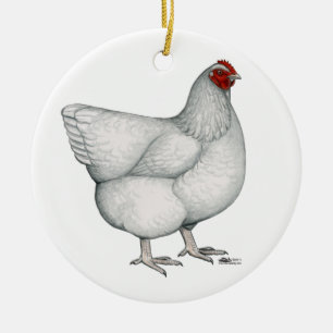 Orpington White Hen Ceramic Ornament
