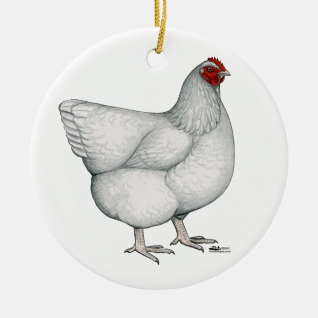 Orpington White Hen Ceramic Ornament (Front)