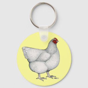 Orpington White Hen Keychain