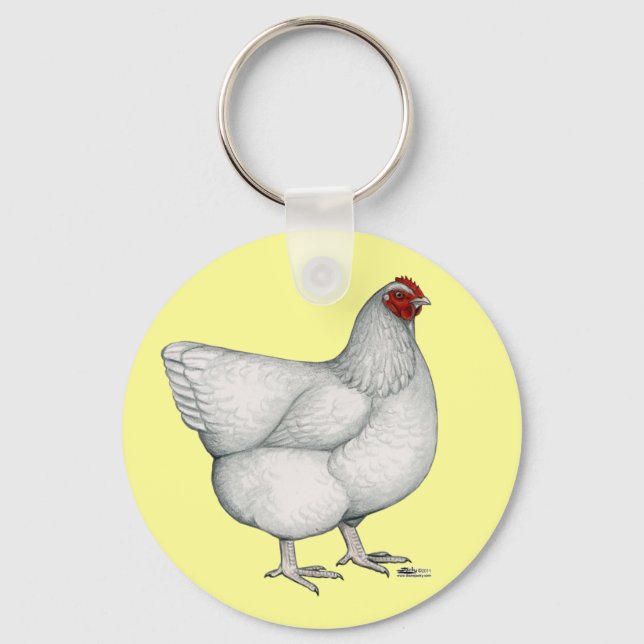 Orpington White Hen Keychain (Front)
