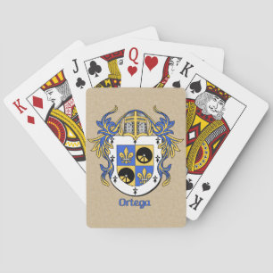 Ortega Heraldic Shield with Mantling Playing Cards
