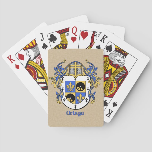 Ortega Heraldic Shield with Mantling Playing Cards (Back)
