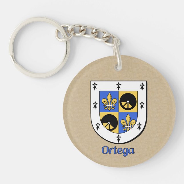 Ortega Historical Shield and Spanish Flag Keychain (Front)