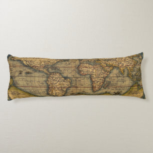 Ortelius 1570 World Map: Antique Cartography Body Pillow