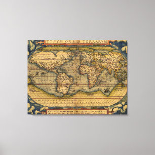 Ortelius 1570 World Map: Antique Cartography Canvas Print