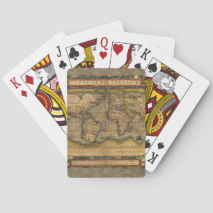 Ortelius 1570 World Map: Antique Cartography Playing Cards