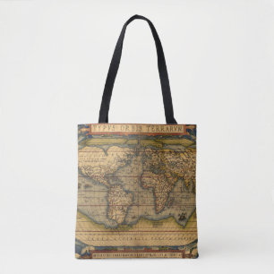 Ortelius 1570 World Map: Antique Cartography Tote Bag