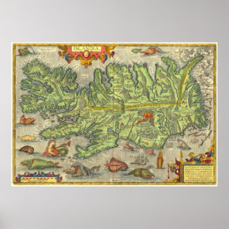Ortelius Iceland Poster