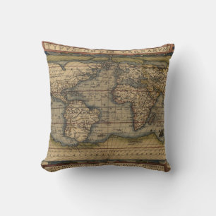 Ortelius World Map 1570 Throw Pillow