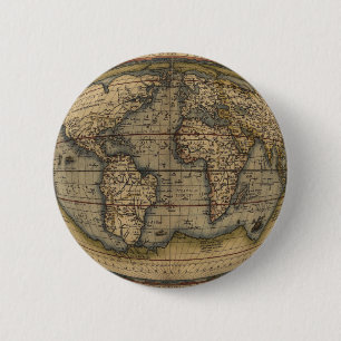 Ortelius World Map 2 Inch Round Button