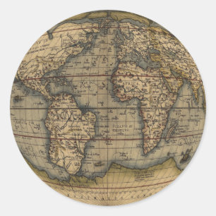 Ortelius World Map Classic Round Sticker