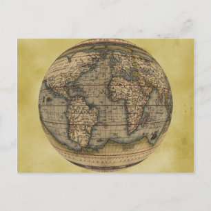 Ortelius World Map Postcard