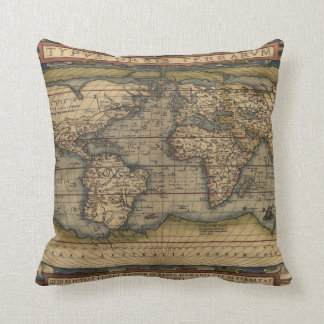 Ortelius World Map Throw Pillow