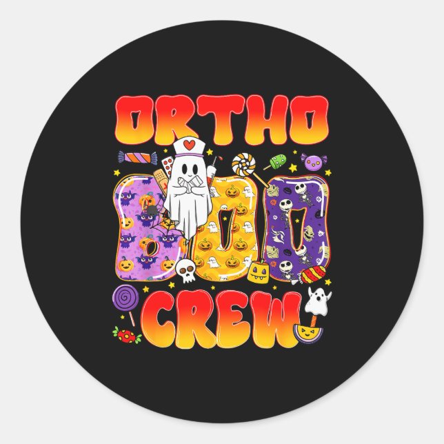 Ortho Boo Crew Ortho Nurse Funny Halloween  Classic Round Sticker (Front)