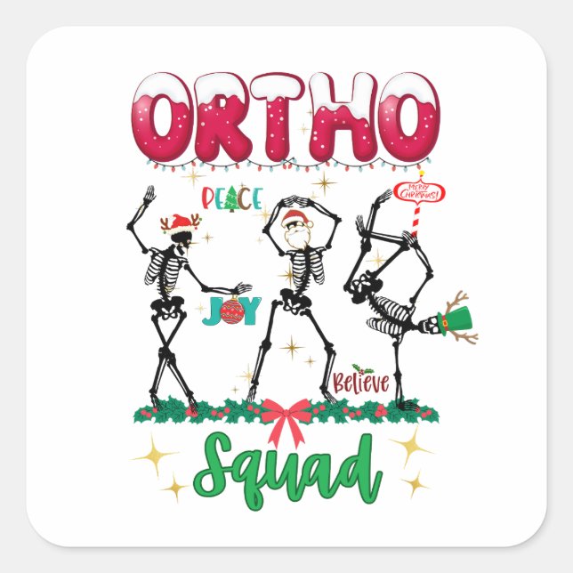 Ortho Christmas Squad Ortho Orthopedic Coworkers M Square Sticker (Front)