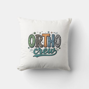Ortho Crew Vintage Dental Team Vector Design_1 Throw Pillow