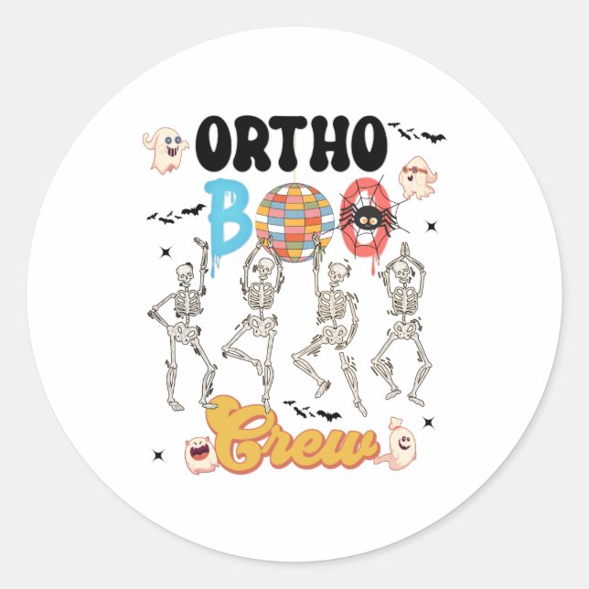 Ortho Orthopedic Halloween Boo Crew  Classic Round Sticker (Front)