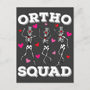 Ortho Squad Dancing Skeleton Valentine Postcard