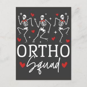 Ortho Squad Dancing Skeleton Valentine Postcard