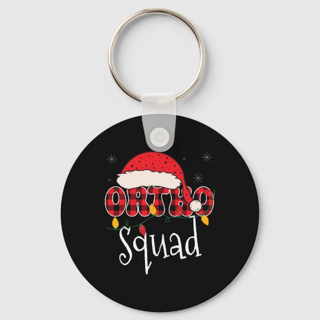 Ortho Squad Plaid Fun Christmas Orthopedics Crew X Keychain (Front)