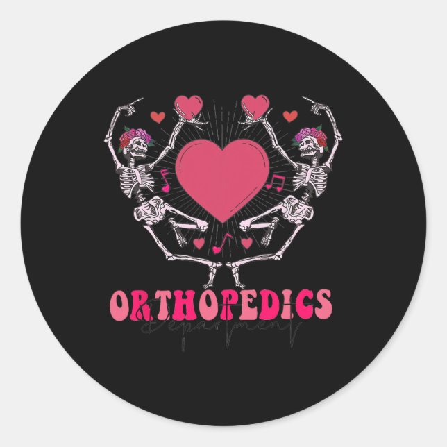 Ortho Squad Retro Valentine#39;s Day Nurse Orthope Classic Round Sticker (Front)