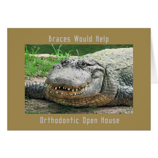 Orthodontic Open House Alligator with Bad Teeth Card