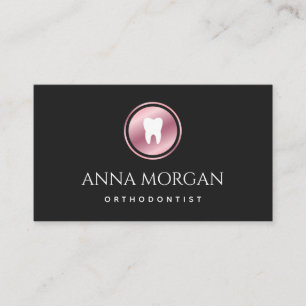 Orthodontist Dentist Dental Clinic Rose Gold Black Business Card