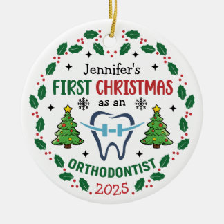 Orthodontist First Christmas Personalized Tree Ceramic Ornament