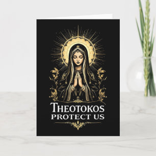Orthodox Christian Holy Mary Theotokos Protect Us  Card