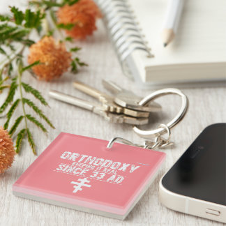 Orthodox church l Cross l Funny Saying l Pink, Keychain