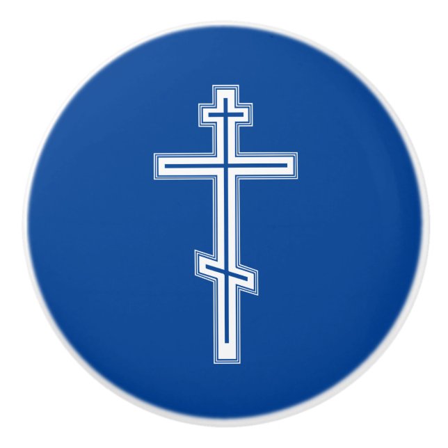 Orthodox cross ceramic knob (Front)