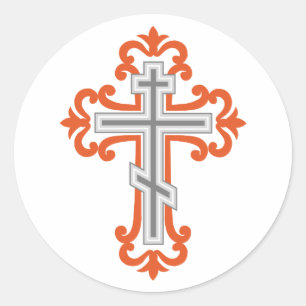 Orthodox cross classic round sticker