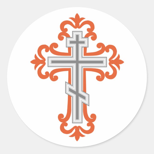 Orthodox cross classic round sticker (Front)