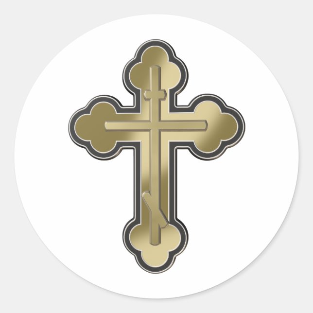 Orthodox cross classic round sticker (Front)