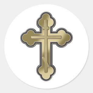 Orthodox cross classic round sticker