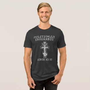 Orthodox Cross Jesus Bold Faith  Tri-Blend Shirt