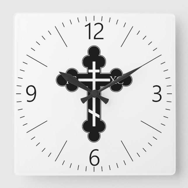 Orthodox cross square wall clock (Front)