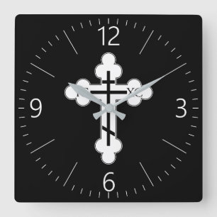 Orthodox cross square wall clock