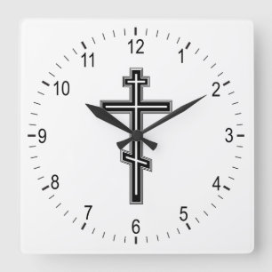 Orthodox cross square wall clock