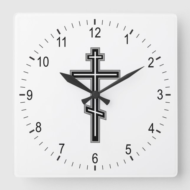 Orthodox cross square wall clock (Front)