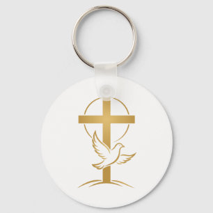 Orthodox Faith Cross & Dove Keychain