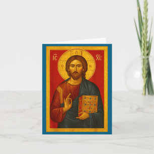 Orthodox Icon Of Jesus Christ Pantocrator  Card
