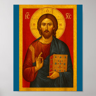 Orthodox Icon Of Jesus Christ Pantocrator  Poster